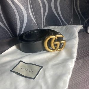 Gucci Belt Authentic Wide Leather With Double G Buckle